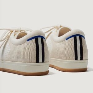 Women's Cream Sneakers with Blue Accents